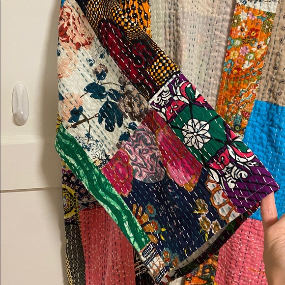 New Raj Kantha Long Kimono Duster in Colorful Patterns - Picture 1 of 8